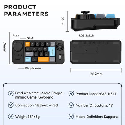 K811 19 Key Hot swappable Wired Macro RGB Keyboard