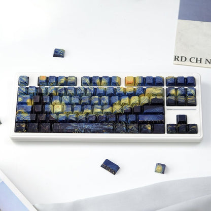 Van Gogh Starry Night Cherry Profile Keycaps on a keyboard available in Bangladesh