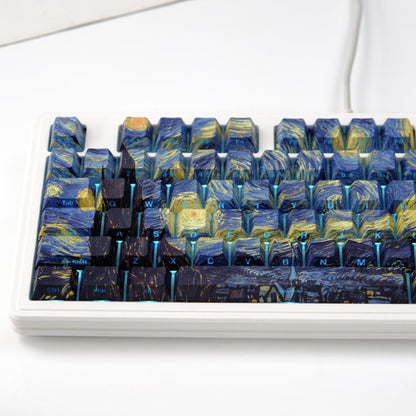 Van Gogh Starry Night Cherry Profile Side Engraved PBT Keycaps Set FancyKeebs Bangladesh