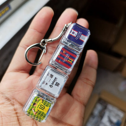 Neymar Edition Transparent Fidget Keychain with Jersey Keycaps - 4 Key