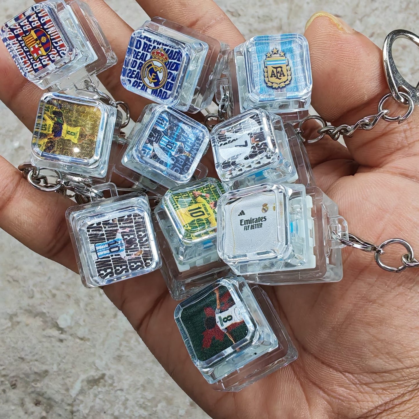 Football Jersey Edition Transparent Fidget Keychain With LED - 1 Key