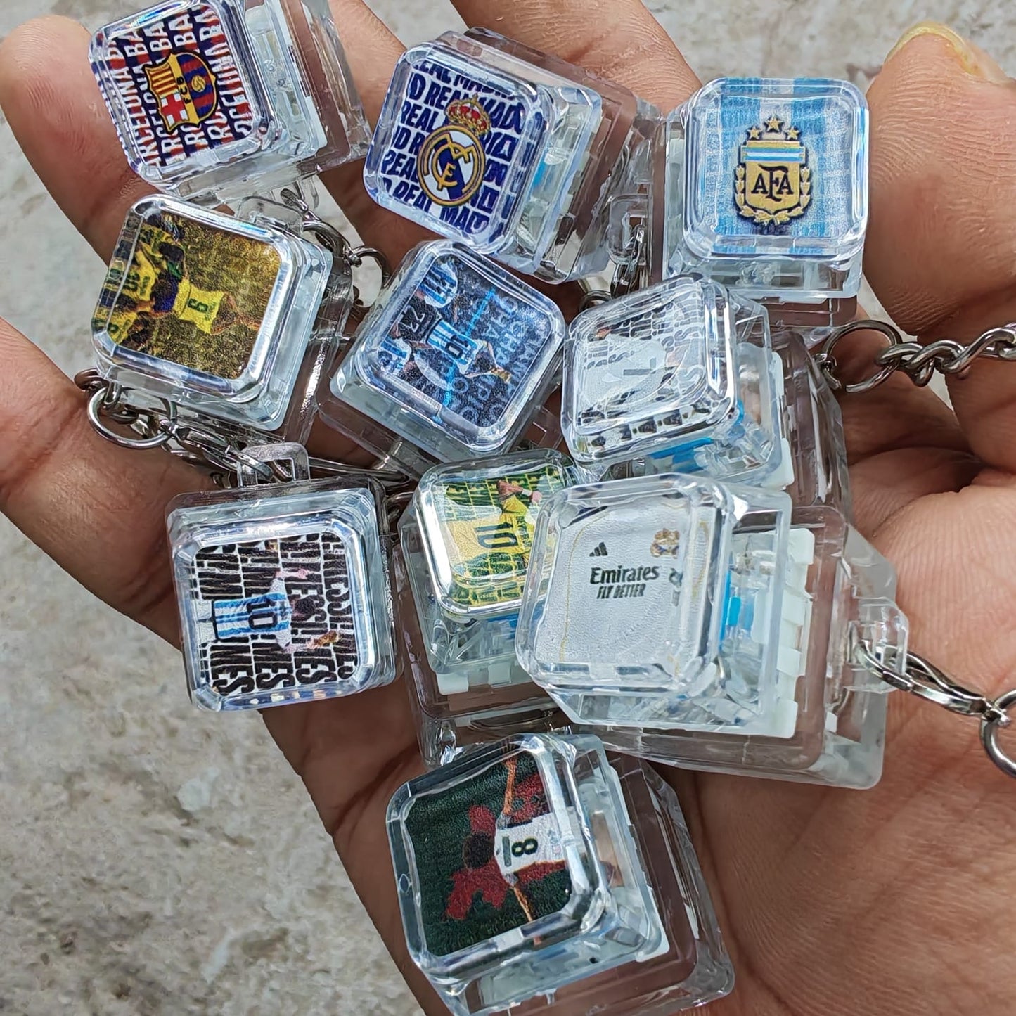 Football Jersey Edition Transparent Fidget Keychain With LED - 1 Key