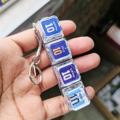 Super 10s Edition Transparent Fidget Keychain with Jersey Keycaps - 4 Key