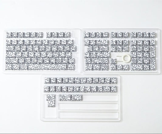 White Ink Swirl Keycaps in BD