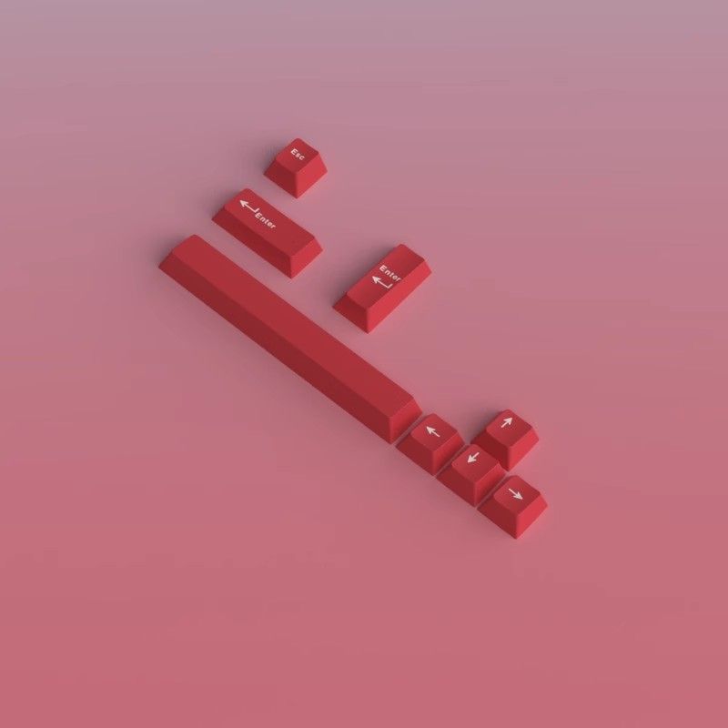 White on Red Spacebar Arrow Enter Esc 8Key Set FancyKeebs