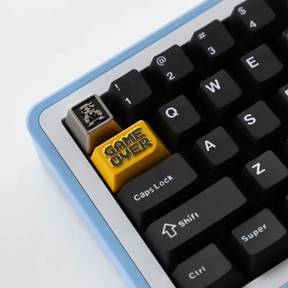 Zinc Alloy Game Over Artisan Keycaps on Keyboard Tab Key