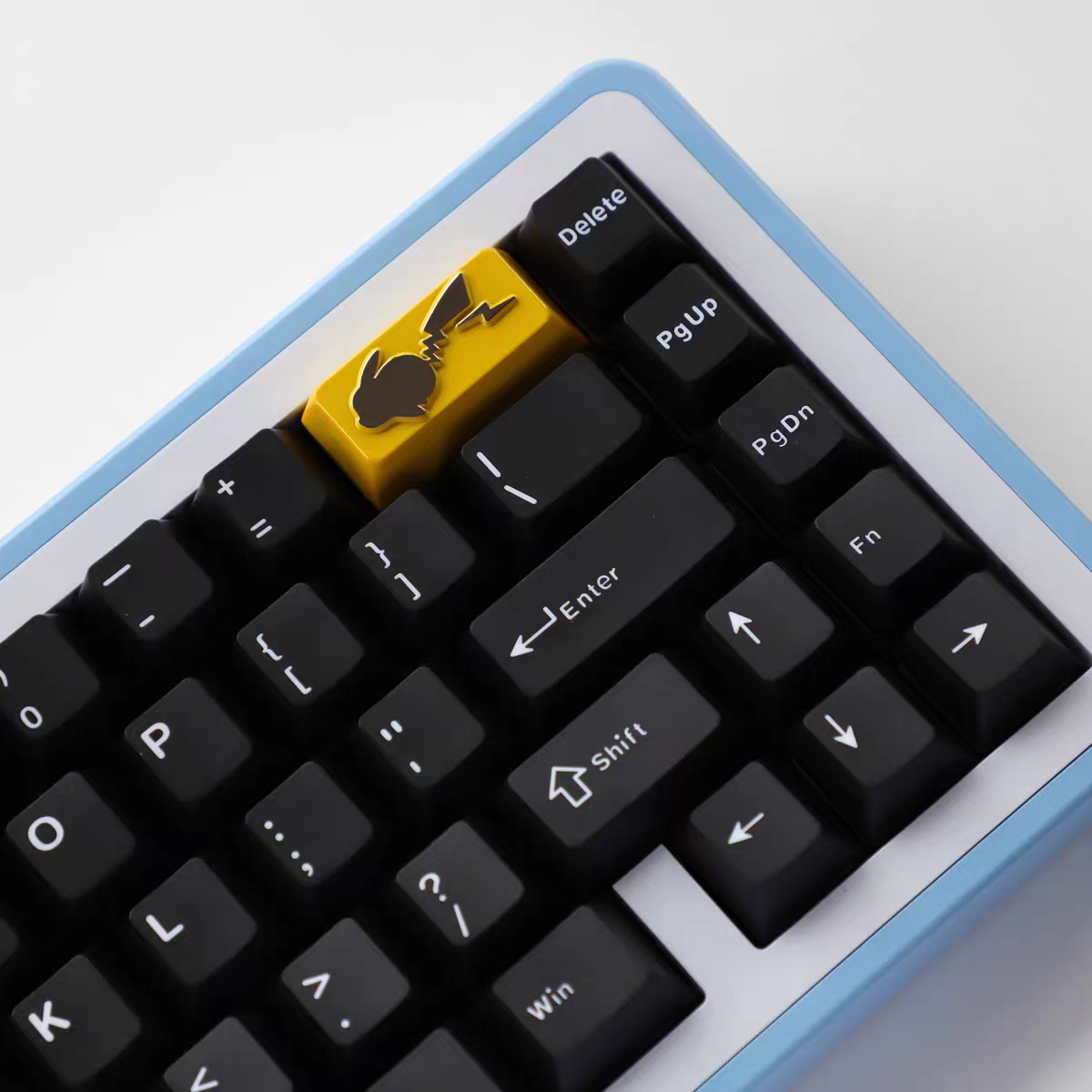 Zinc Alloy Pikachu Keycaps on Keyboard