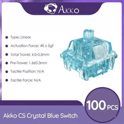Akko CS Crystal Blue 3pin Linear Switch - 100Pcs