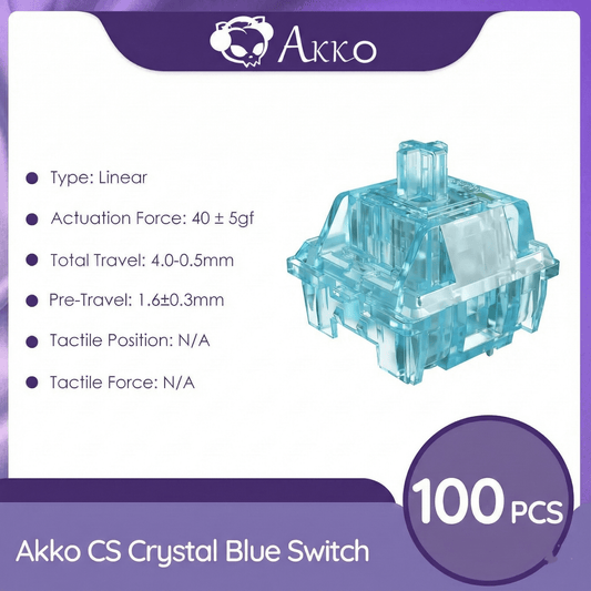 Akko CS Crystal Blue 3pin Linear Switch - 100Pcs