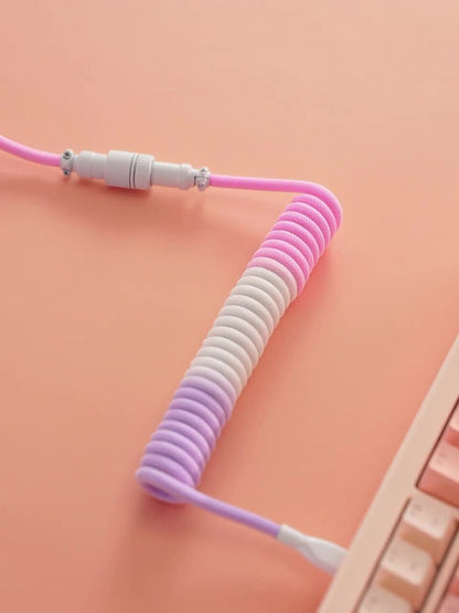 Bubblegum Aviator Coiled Braided Type-C Cable Coiled Part