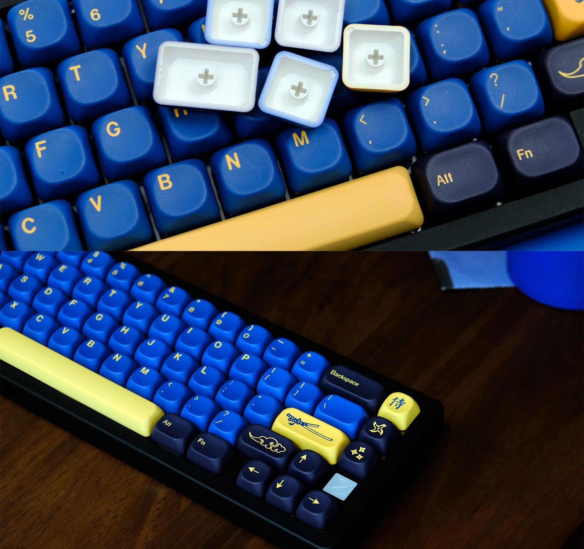 GMK Blue Samurai PBT KOA Profile Keycaps Set – FancyKeebs