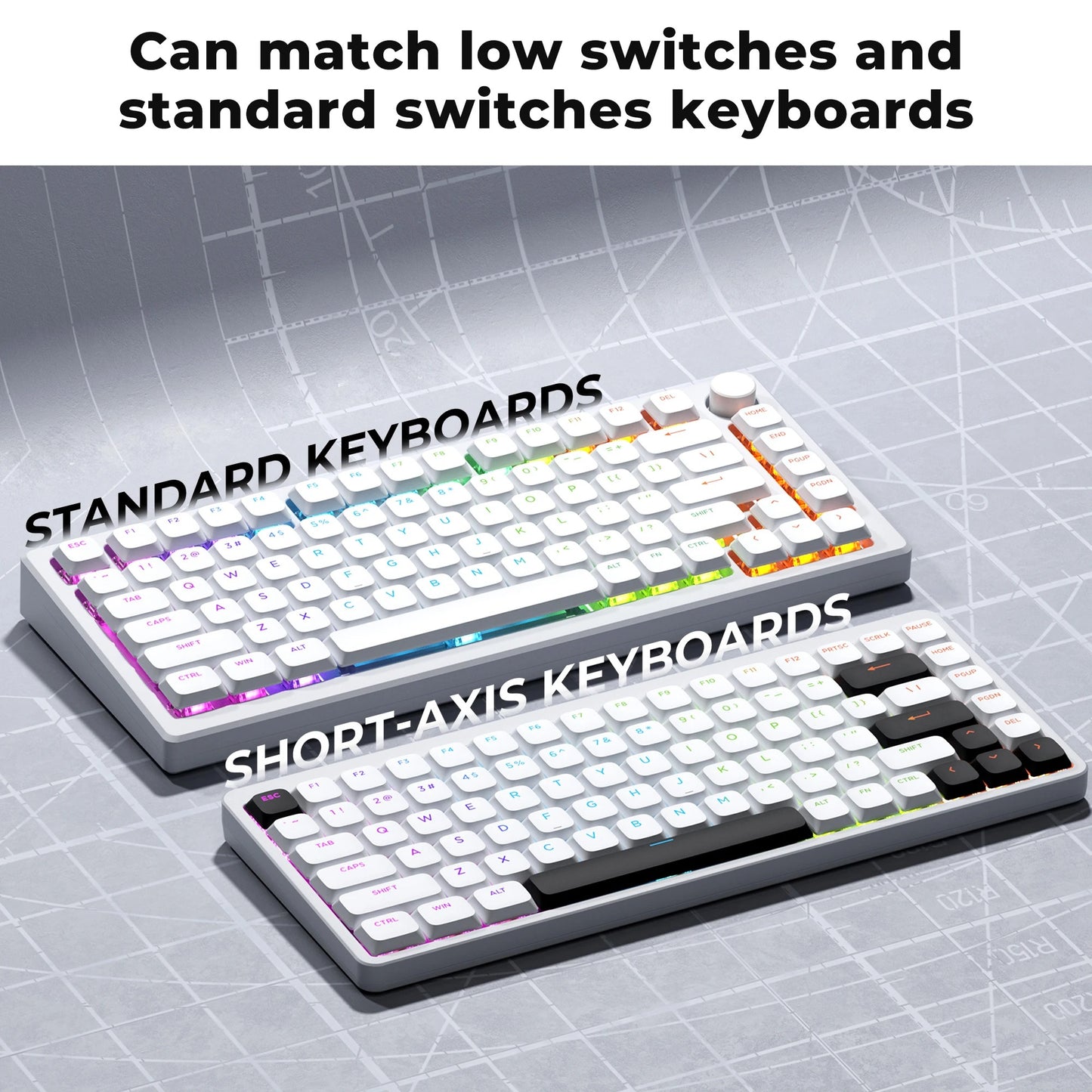 XVX Low Profile White ShineThrough Double Shot PBT Keycaps
