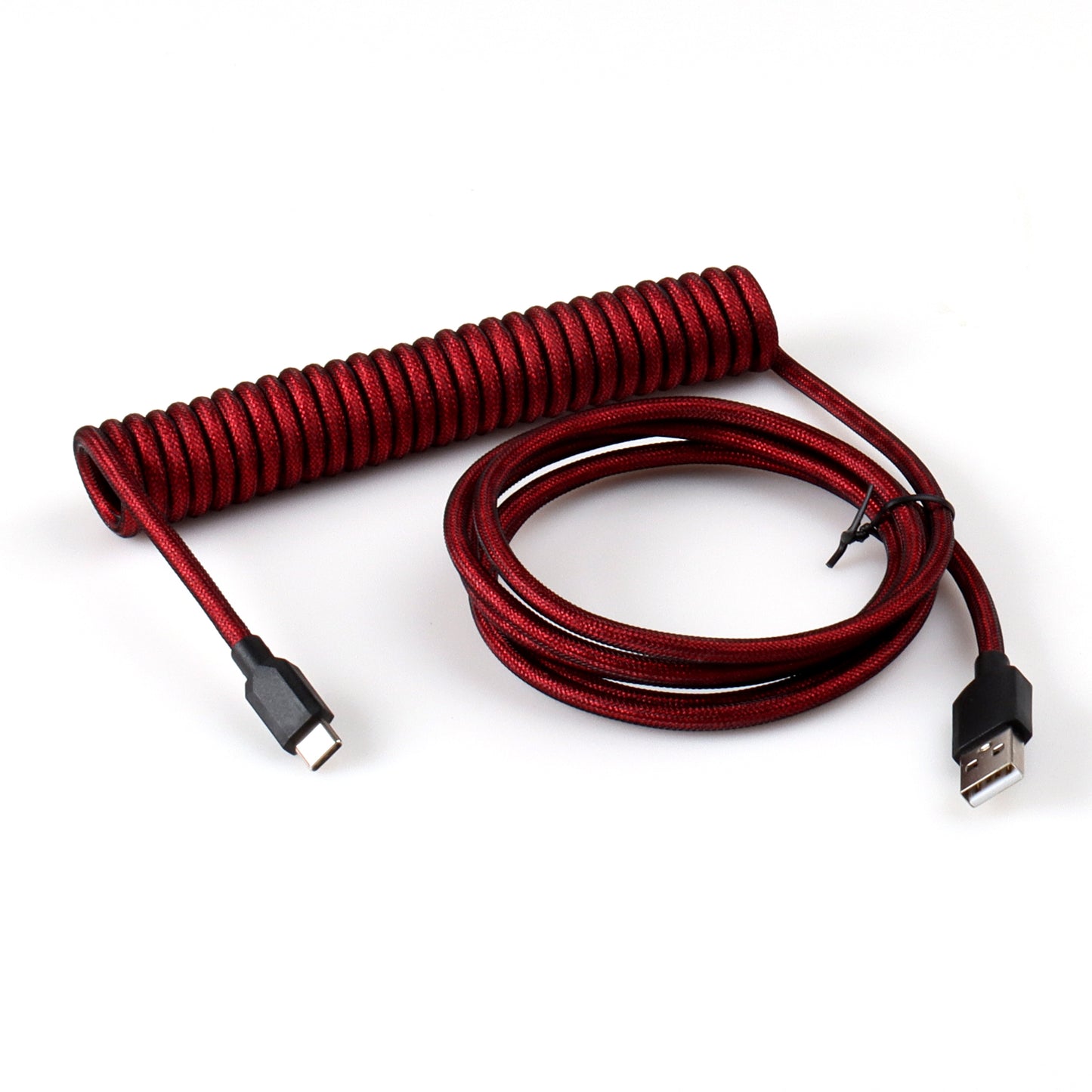 Red Non-Aviator Braided Coiled Cable Type-C Cable