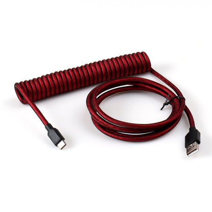 Red Non-Aviator Braided Coiled Cable Type-C Cable