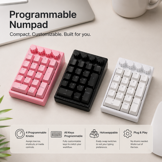 3D Printed DS21 Macro Programmable RGB 21 Keys Hotswappable Wired Numpad