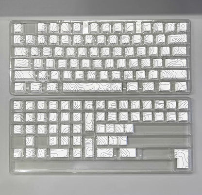 White Topographic Side Engraved Cherry Keycaps