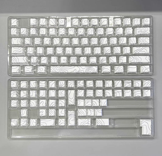 White Topographic Side Engraved Cherry Keycaps
