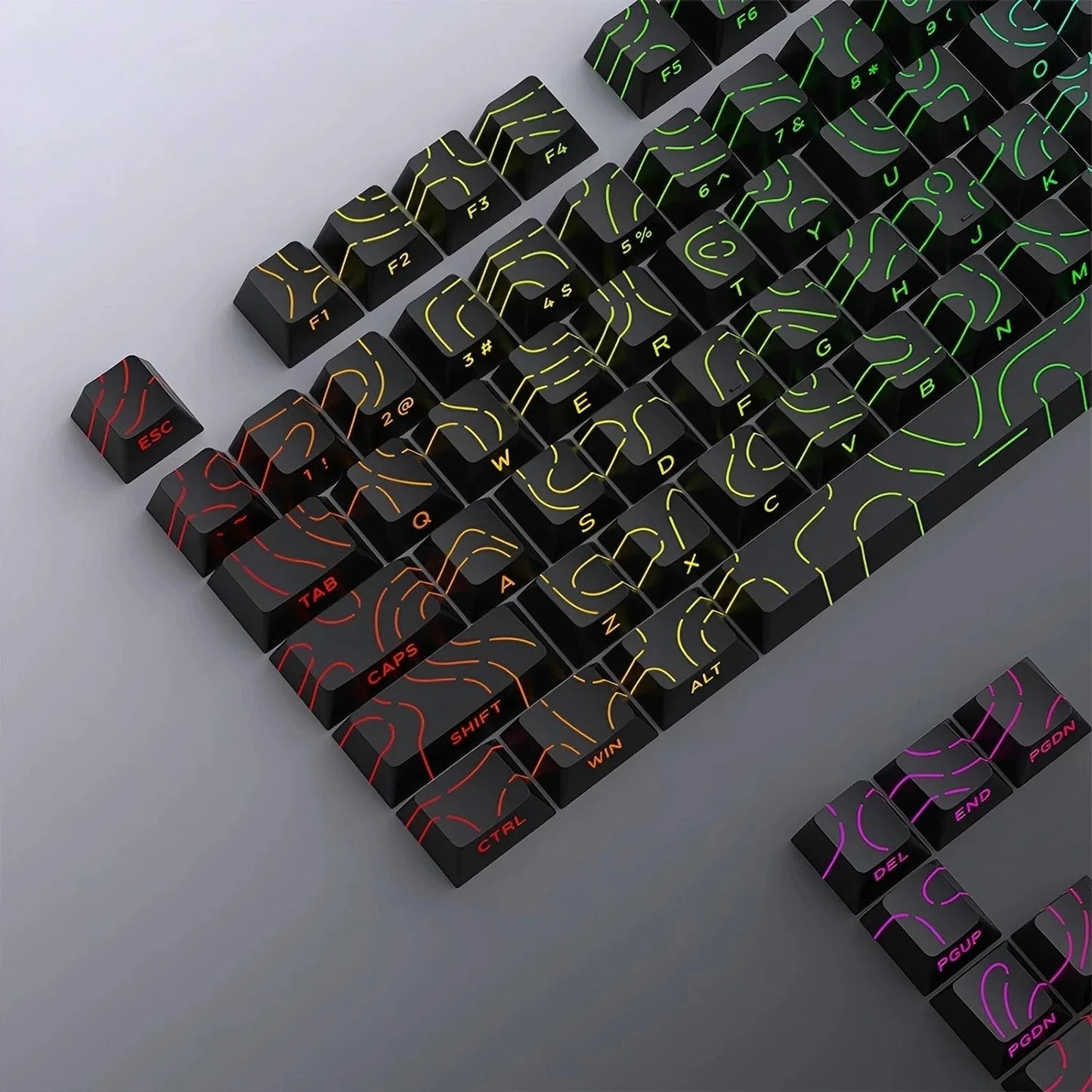 Shine Through Topograpgic Cherry Keycaps V4 - 87/120+ Keys