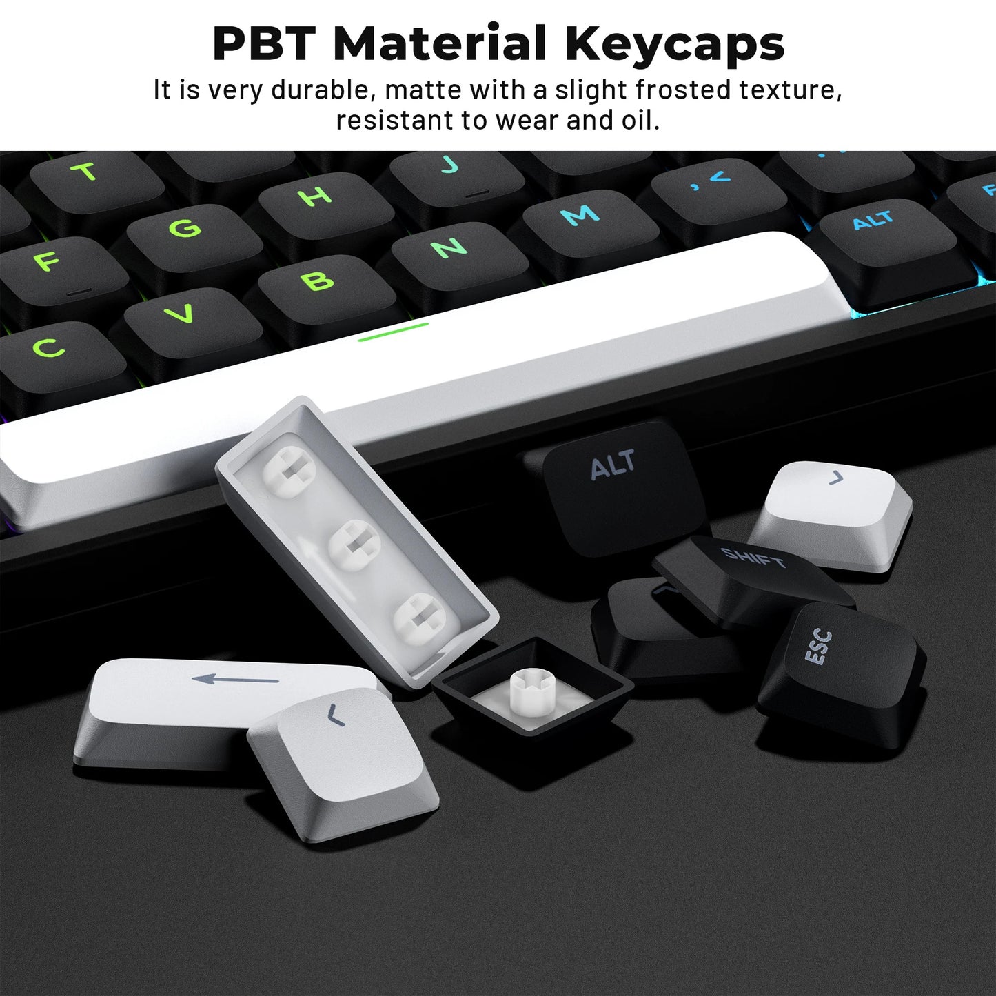XVX Low Profile Black ShineThrough Double Shot PBT Keycaps