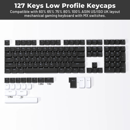 XVX Low Profile Black ShineThrough Double Shot PBT Keycaps