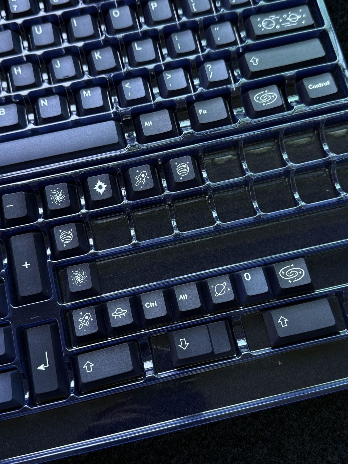 Close-up of a GMK Milky Way Cherry Profile Keycaps Set