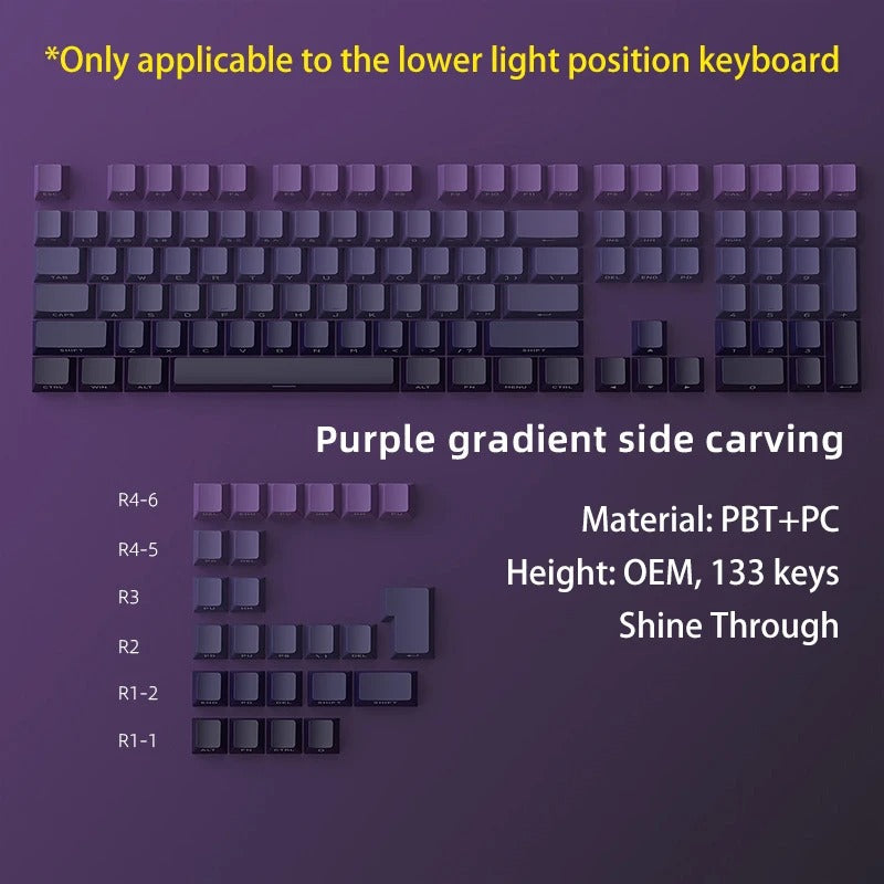 Purple Gradient Side Engraved Keycaps - OEM