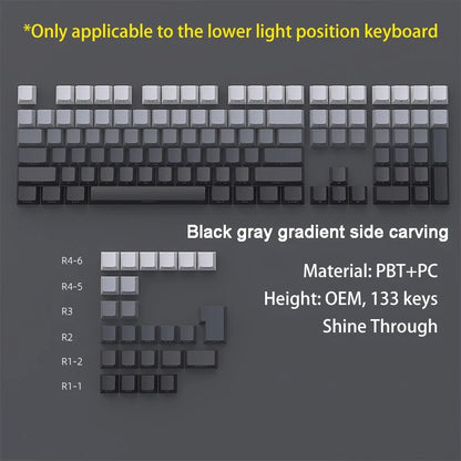 Gray Gradient Contour Keycaps Gray Gradient Side Engraved Keycaps - OEM – FancyKeebs