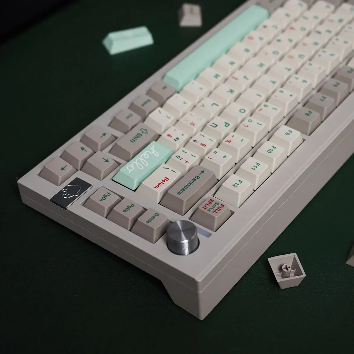 Retro Green Greek Cherry Profile 140+ Keys Keycaps Set