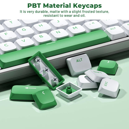 XVX Low Profile Green on White Double Shot PBT Keycaps