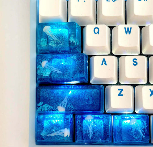 Electric Jellyfish Artisan Keycaps Set - 6 Keys
