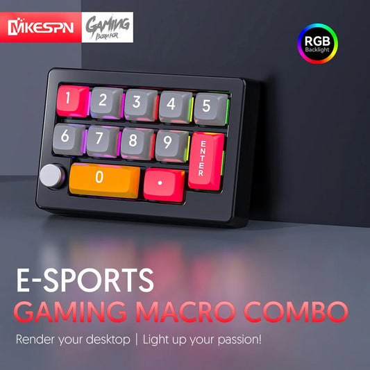 K808 12 Key Hot swappable Macro Wired RGB Keyboard