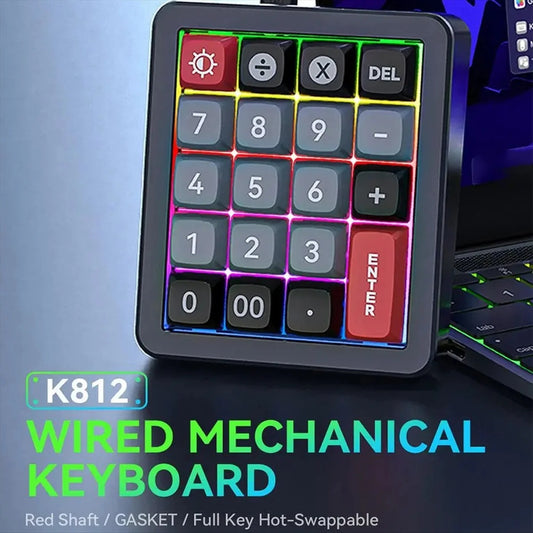 K812 19 Key Hot swappable Gasket Mount Aluminium Macro RGB Wired Keyboard
