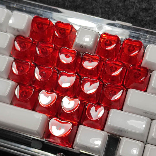 Transparent Heart Shaped Keycaps - Set of 20 Keys