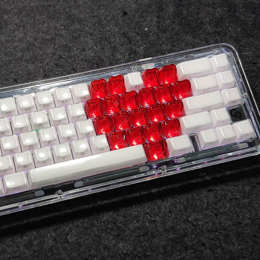 Transparent Heart Shaped Keycaps - Set of 20 Keys
