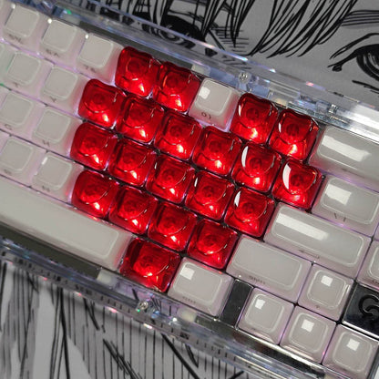 Transparent Heart Shaped Keycaps - Set of 20 Keys