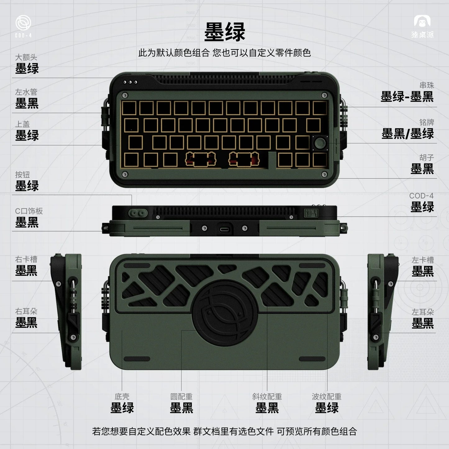Cod40 40% Layout Hot Swappable Tri-mode 3d Printed Barebone Kit
