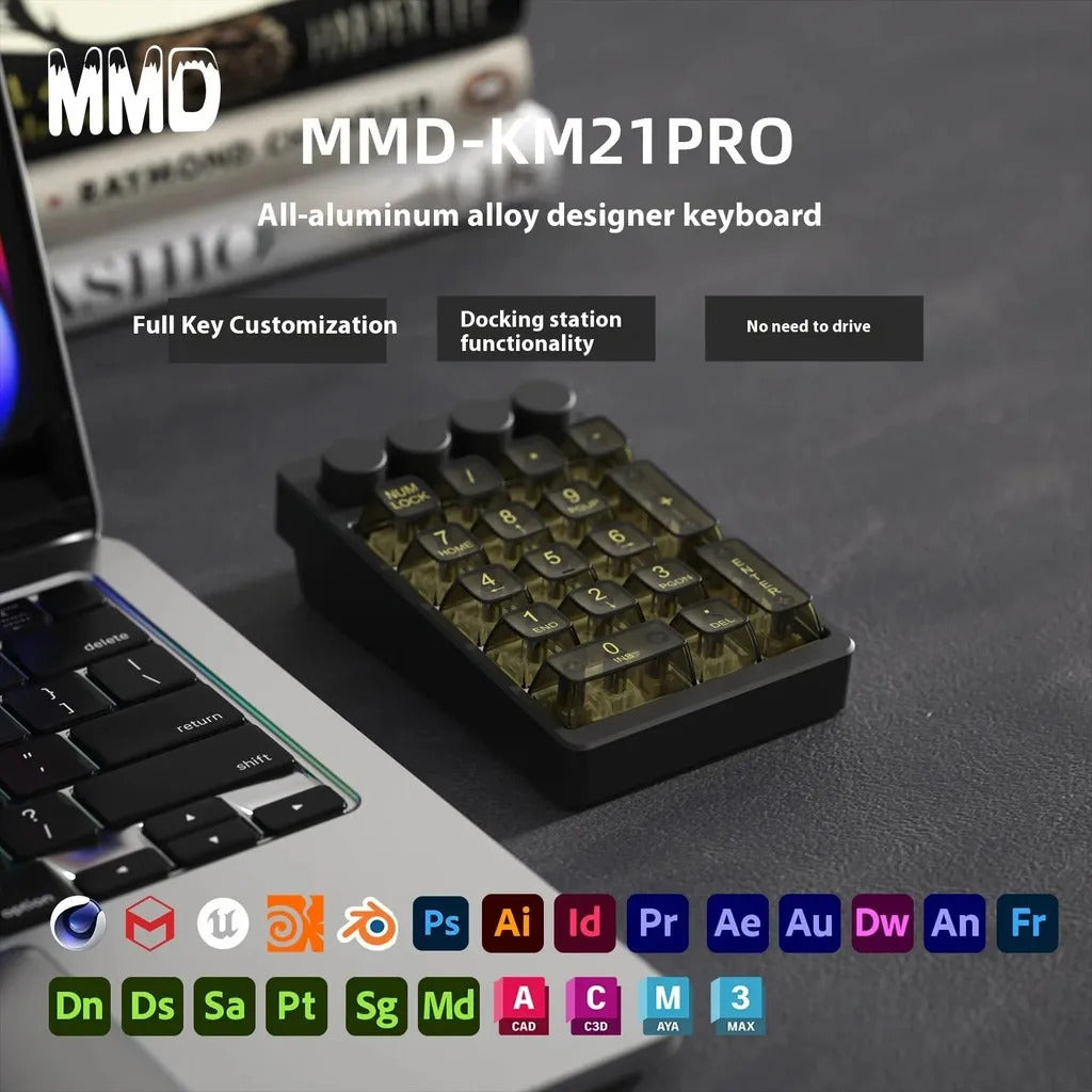 MMD KM21 Pro  CNC Aluminium Alloy 21 Keys Wired Hot Swappable Macro Keypad
