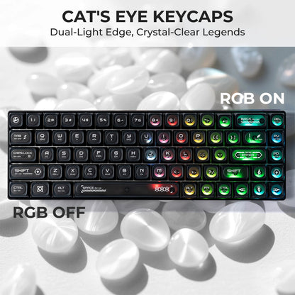 XVX Cats Eye MAX Profile PBT Shine-through Keycaps - Black