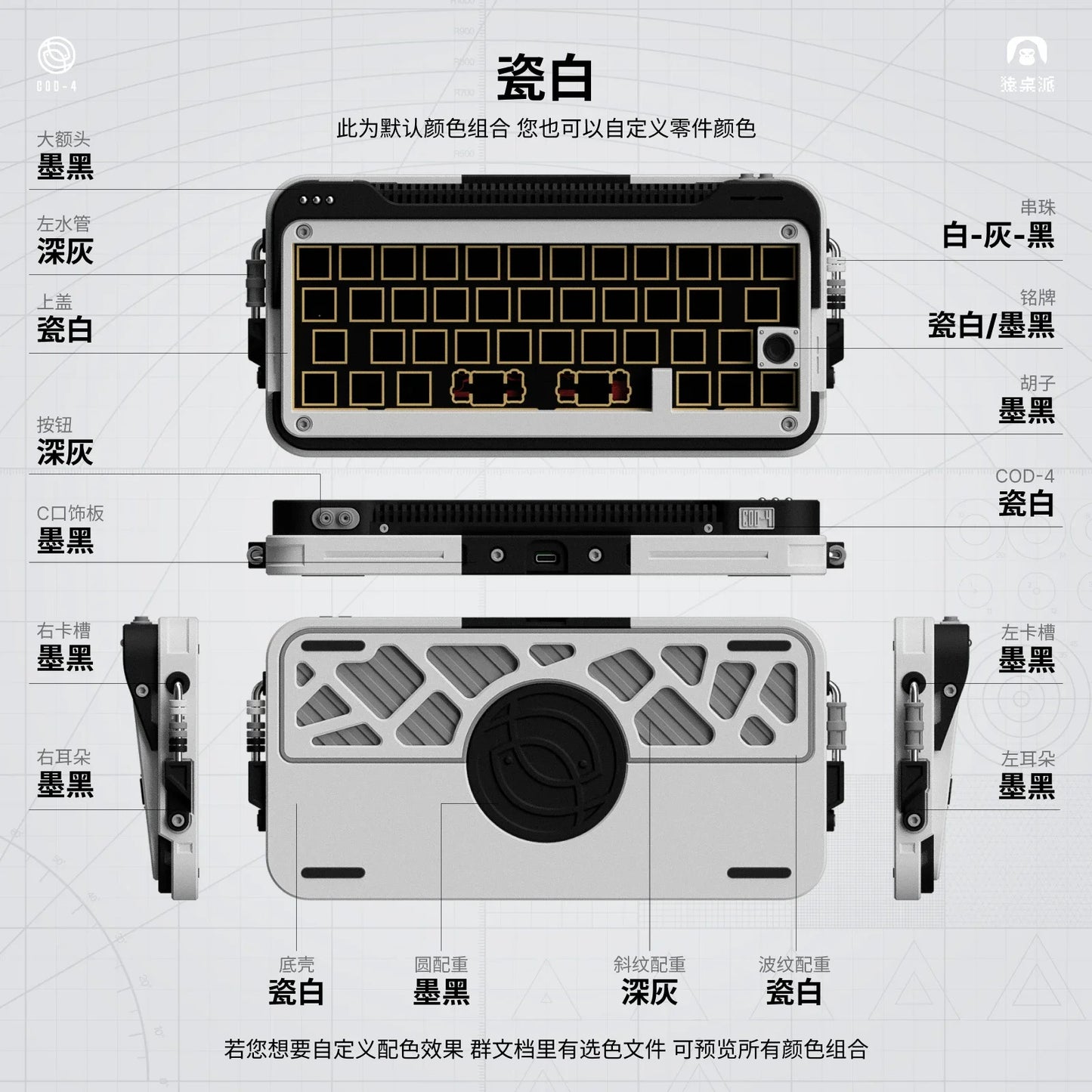 Cod40 40% Layout Hot Swappable Tri-mode 3d Printed Barebone Kit
