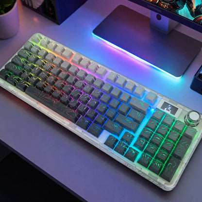 Gray Gradient Shinethrough Topographic 130 Keys Keycaps Set