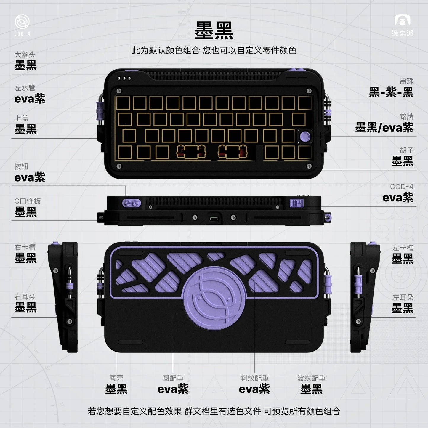 Cod40 40% Layout Hot Swappable Tri-mode 3d Printed Barebone Kit