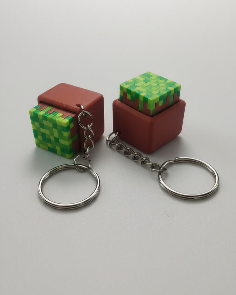 Minecraft Themed Switch Tester Keychain with Switch -Moss Block
