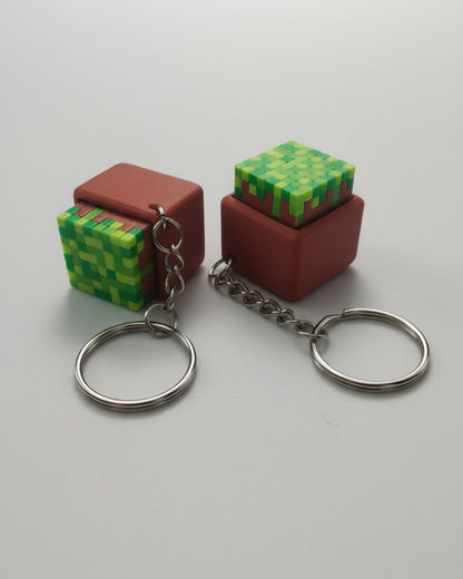 Minecraft Themed Switch Tester Keychain with Switch -Moss Block