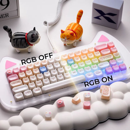 XVX House Candy Cat MAO Profile PC UV Semi Transparent Keycaps Set