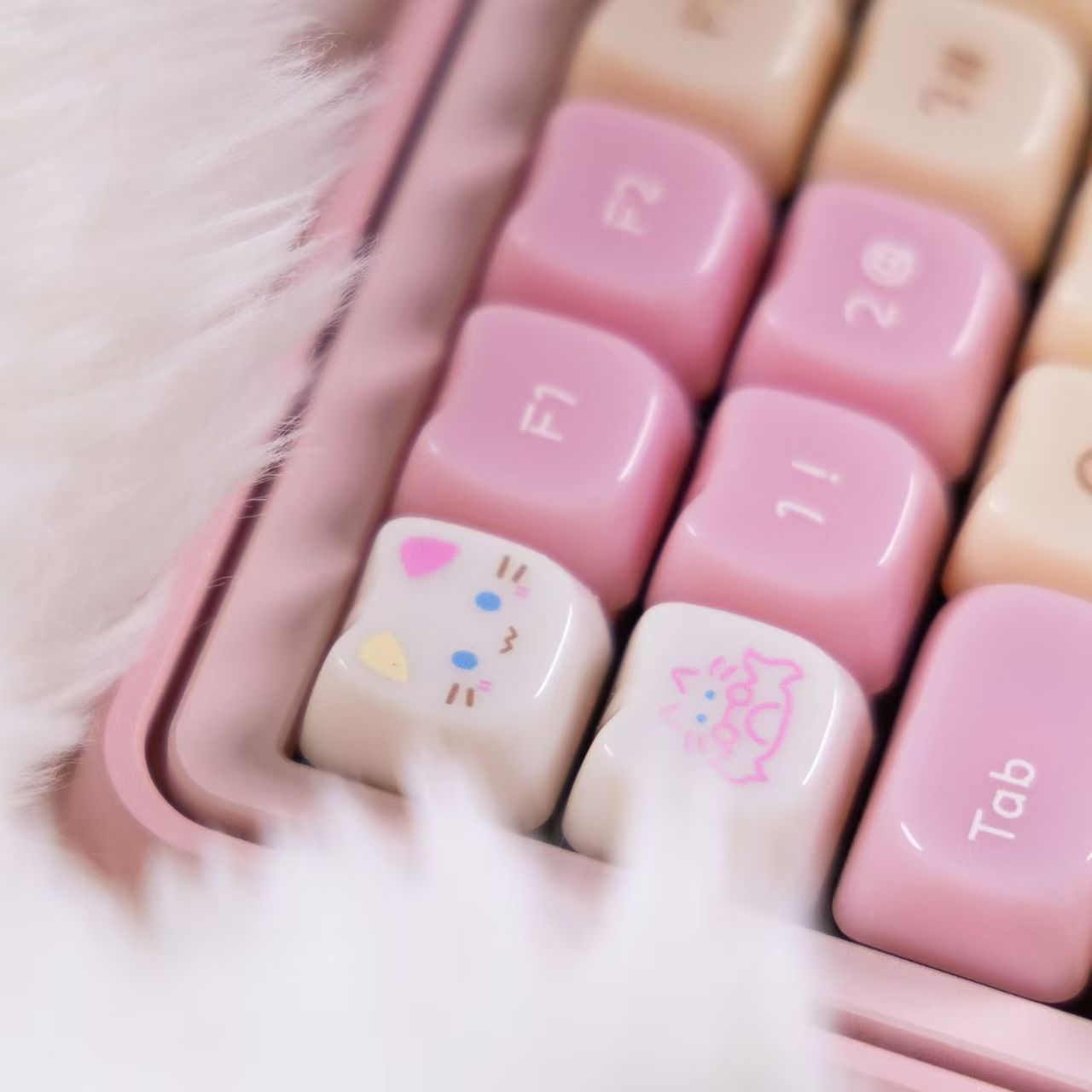 XVX House Candy Cat MAO Profile PC UV Semi Transparent Keycaps Set