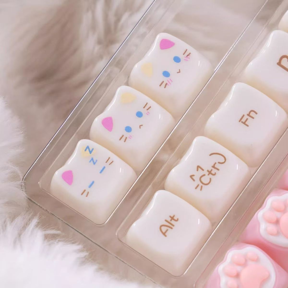XVX House Candy Cat MAO Profile PC UV Semi Transparent Keycaps Set