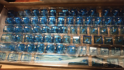 Blue Transparent Keycaps - Set of 26 Keys