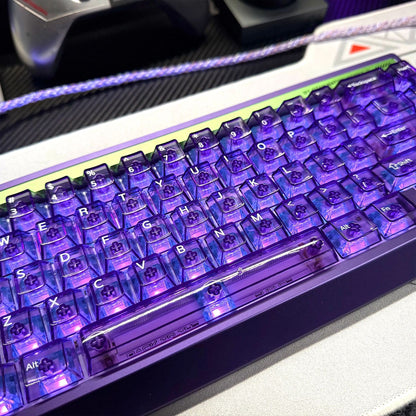 Purple Transparent PC Cherry Profile 120+ Keys Keycaps Set