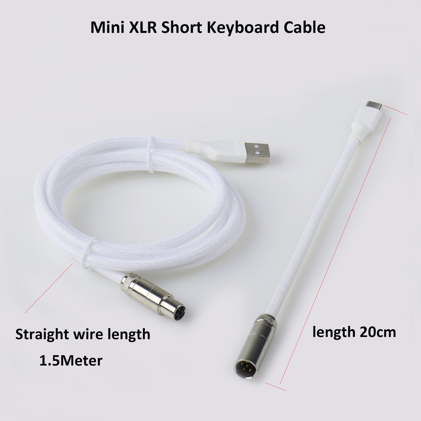 non coiled aviator cable for keyboard white color