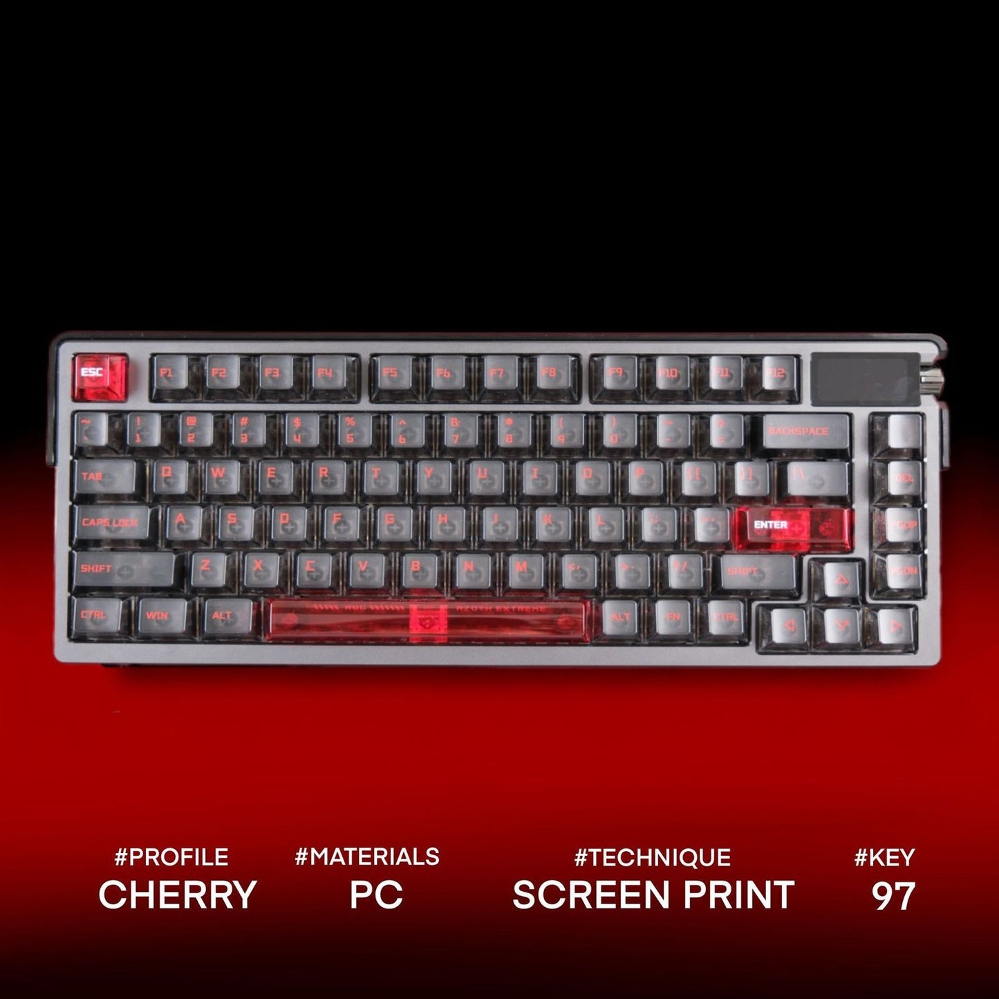 Popkeys Premium Transparent Cherry 97 Keys Keycaps Set - Ember